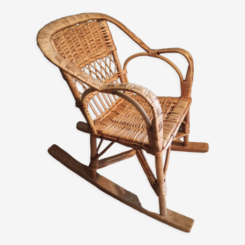 Fauteuil enfant en rotin vintage
