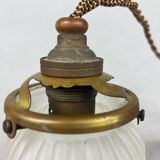 French mid century frosted glass tulip hanging lamp, 1950s