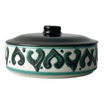 Plat en céramique motifs abstraits verts