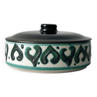 Ceramic dish green abstract patterns