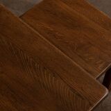 Vintage Oak Nesting Tables (Set of 3) – Rustic Modernist Side Tables, 1970s