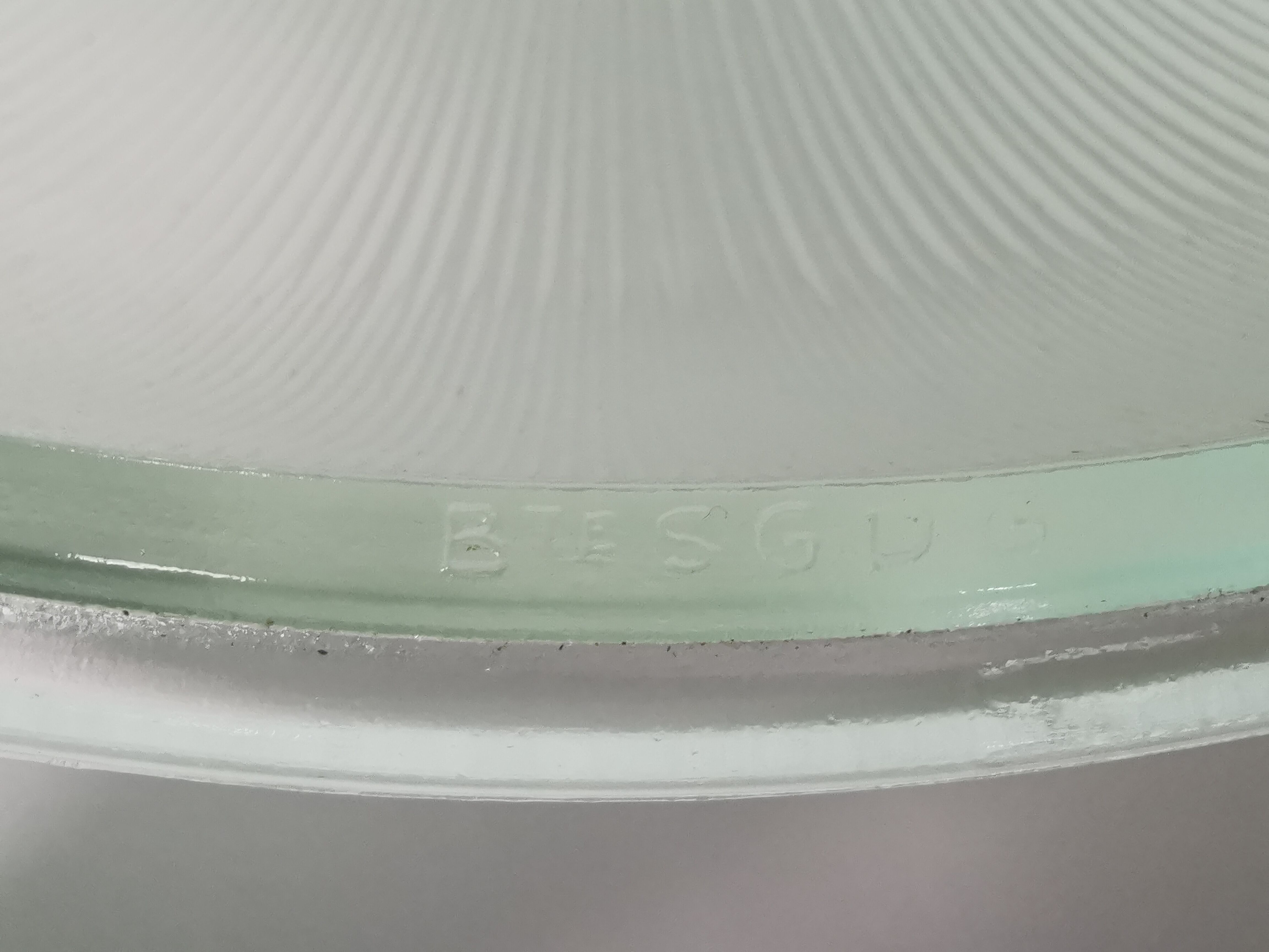 Brass holophane glass ceiling light