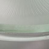 Brass holophane glass ceiling light