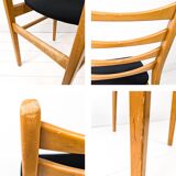 Set of 6 Mid Century Wooden Chairs Danish Design Bar Chair Vintage Black Upholstery MCM Re