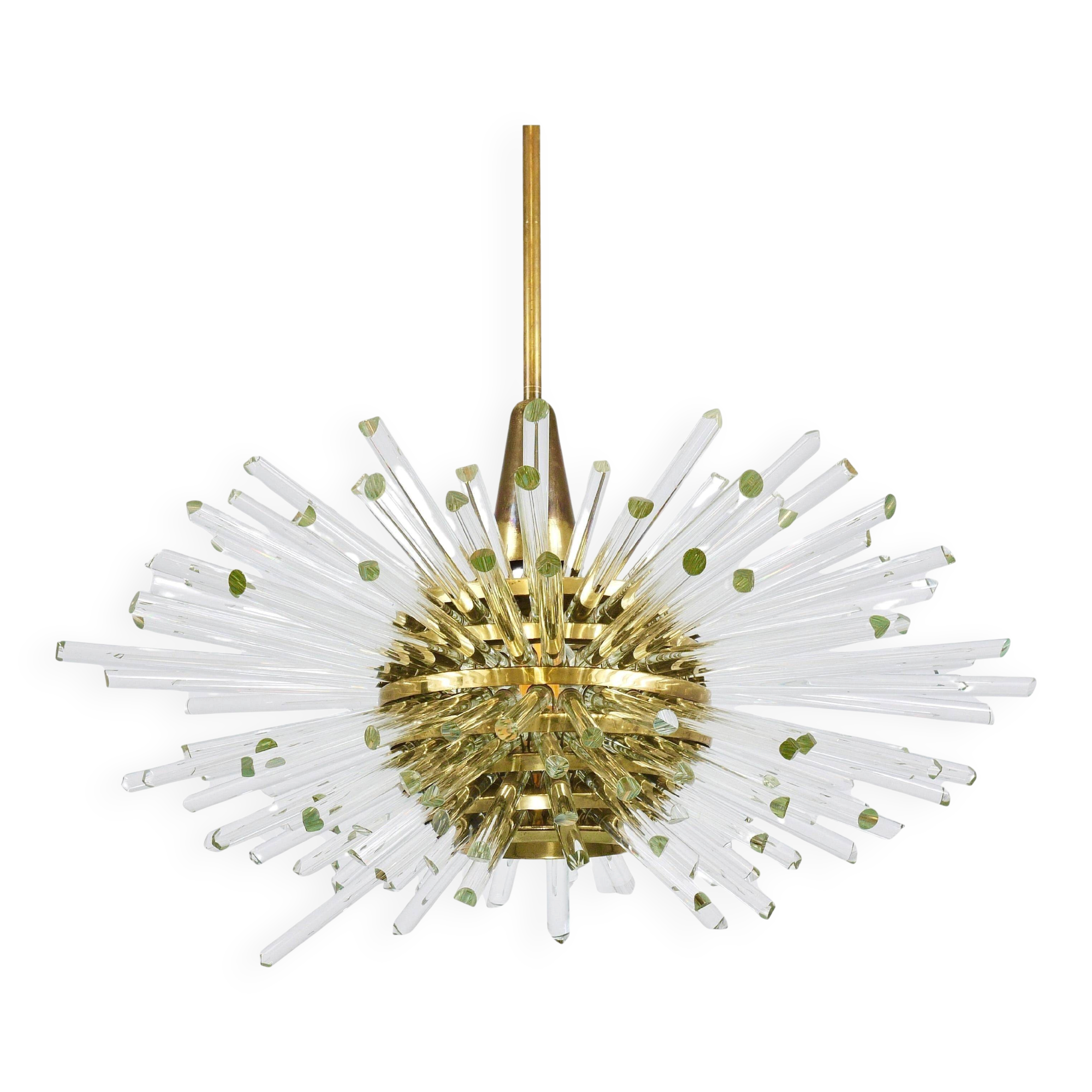 Lustre Bakalowits Miracle Sputnik en laiton avec tiges en verre cristal, années 1960