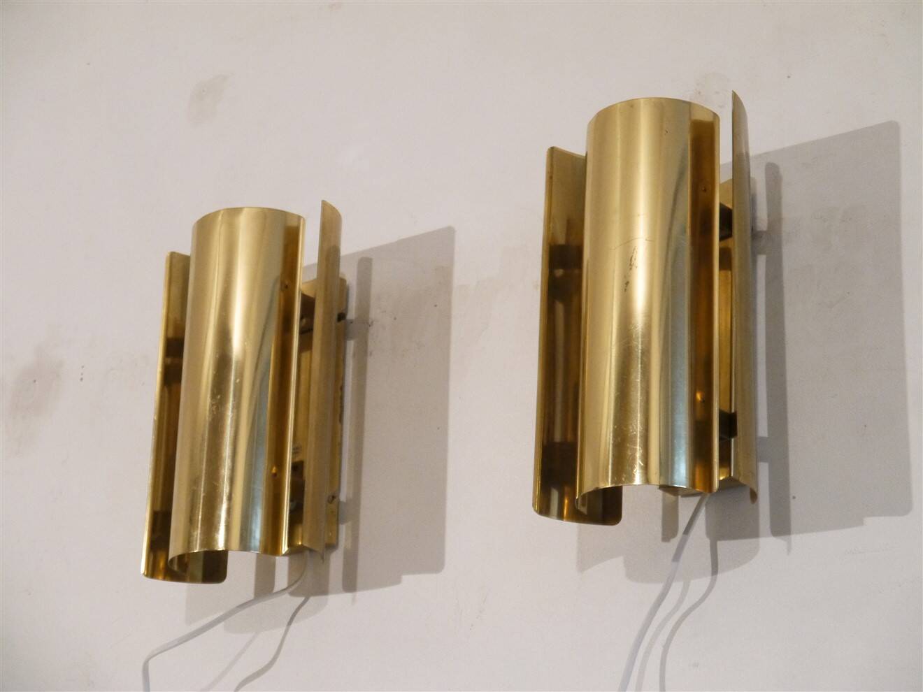 Pair of Scandinavian brass wall lights by Falkenberg