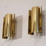 Pair of Scandinavian brass wall lights by Falkenberg