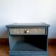 Pair of vintage Maugrion style rattan bedside tables.