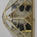 Mid-Century Modern Italian Brass and Frosted Glass Ceiling Lights, '70