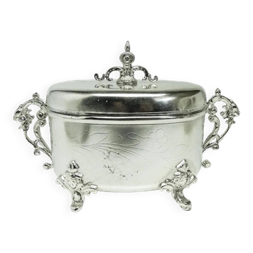 Eclectic sugar bowl, silver-plated brass, Poland, 19th century