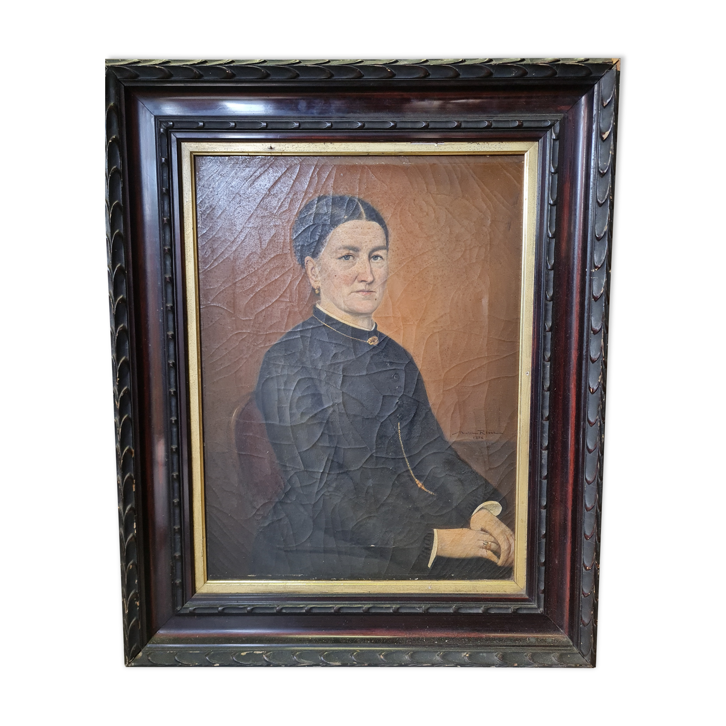 XIX th century, portrait of woman oil on canvas