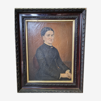 Portrait de femme huile sur toile XIX ème