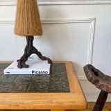 Brutalist wood and ceramic coffee table