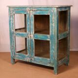 Antique Burmese teak sideboard with original blue and white patina