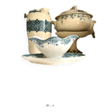 Saucière en terre de fer bleue et blanche