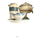 Blue and white iron earth gravy boat