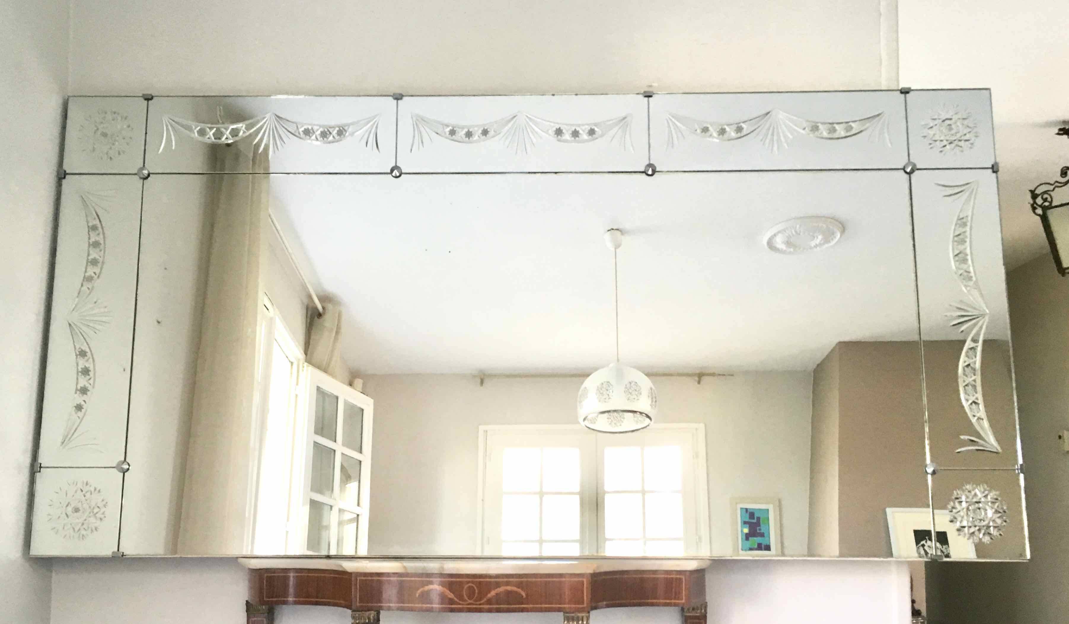 Venetian-style brasserie bistro mirror with chiseled decoration 200 x 100