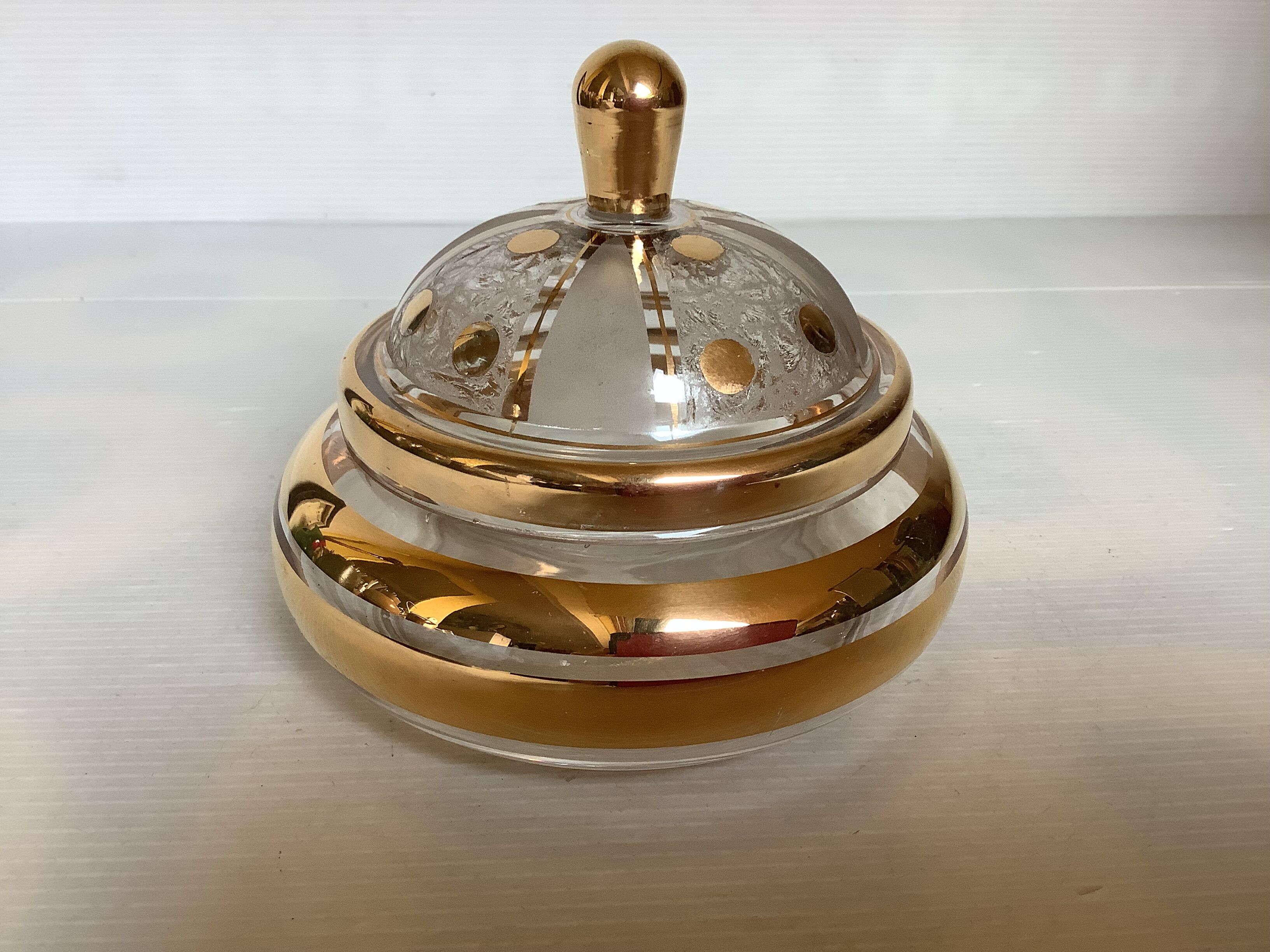 Frosted and gold glass sweet box