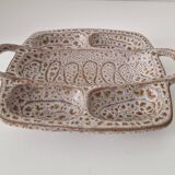 Dish with aperitif compartment / empty pocket signed Austruy Vallauris