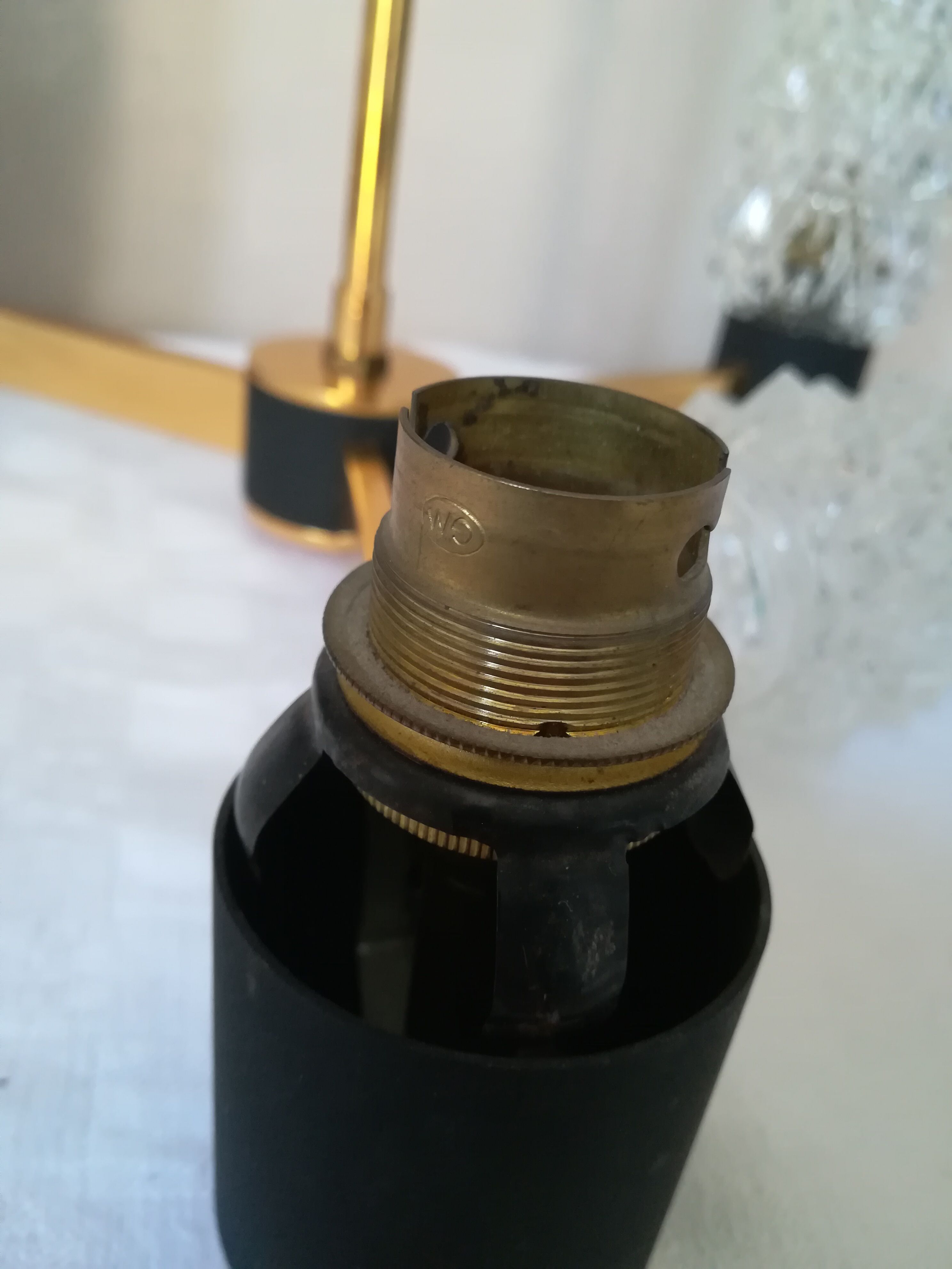 50s brass and glass chandelier