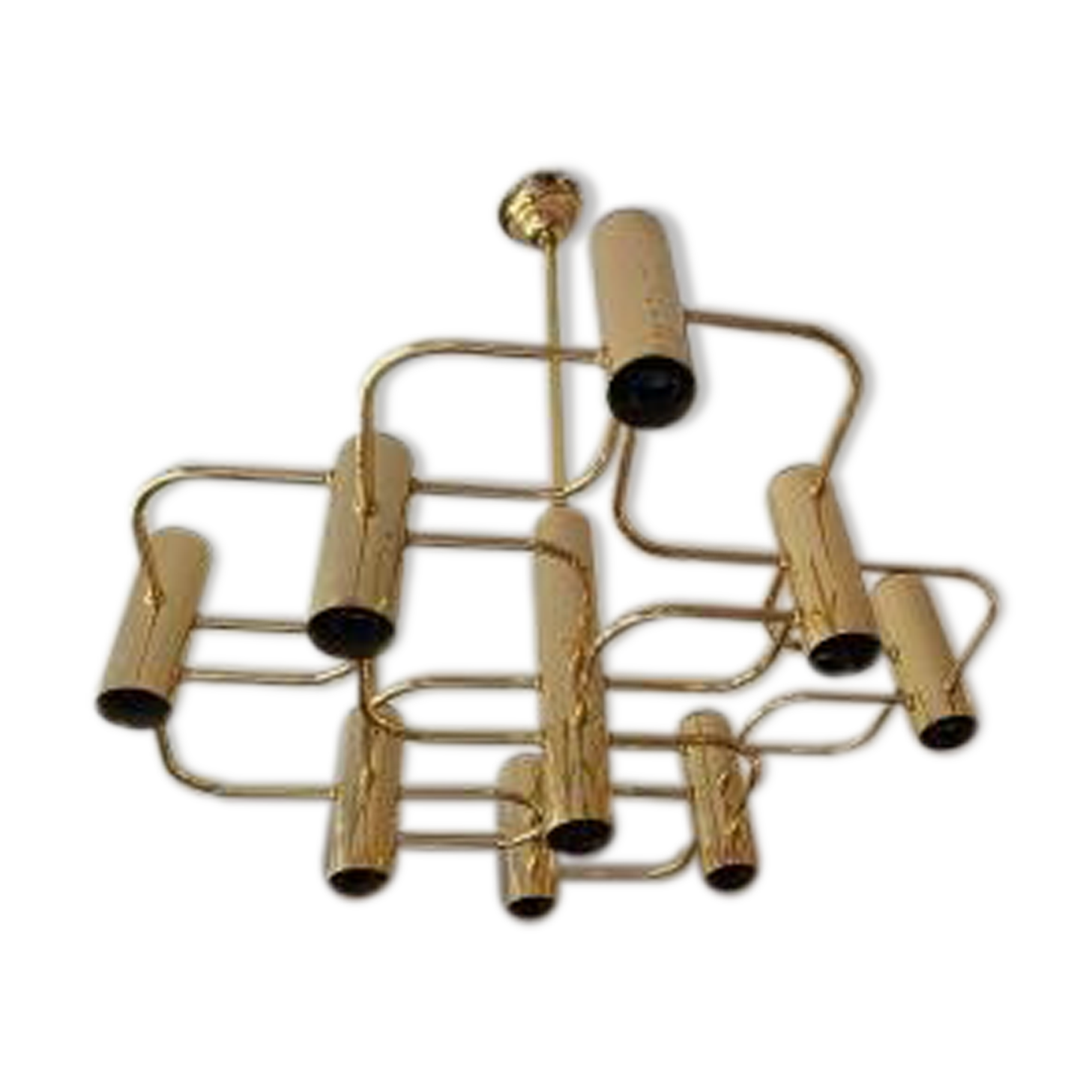 Golden chandelier 9 fires from Sciolari Italy 1960