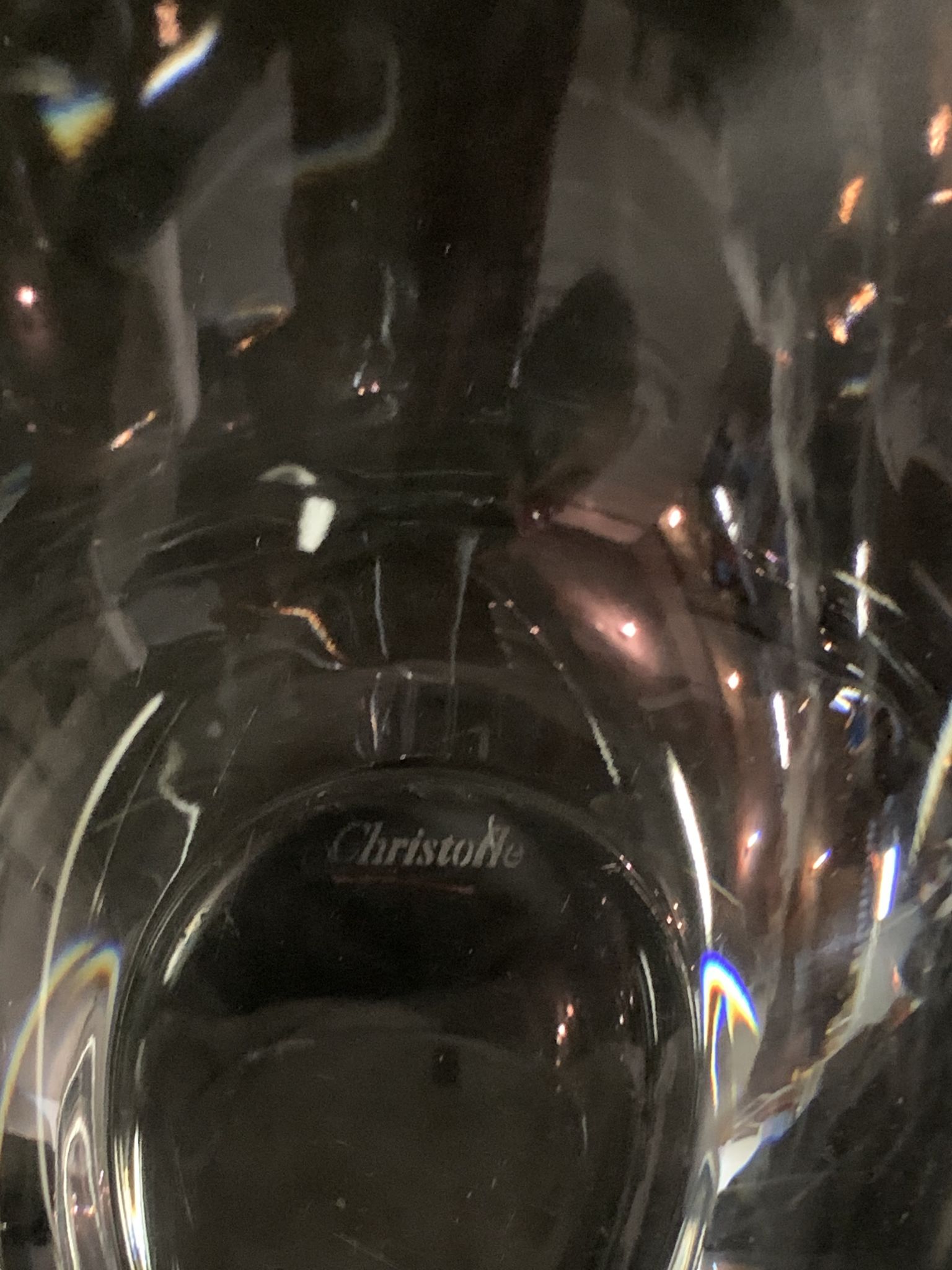 Christofle , vase en verre asymétrique