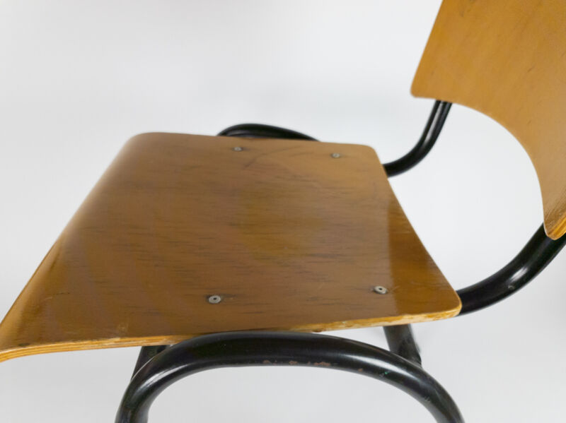 Marko school chair by Ynske Kooistra wood and metal 60s