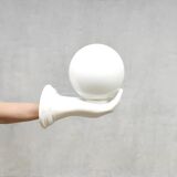 Vintage Dutch ceramic Magic hand lamp with Globe 'Delfts Wit'
