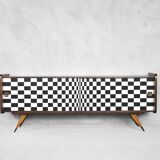 Mid-century modern scandinavian walnut sideboard with op-art pattern, 1960s