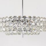 Grand lustre en laiton nickelé Bakalowits avec cristaux en diamant, Autriche, 1950