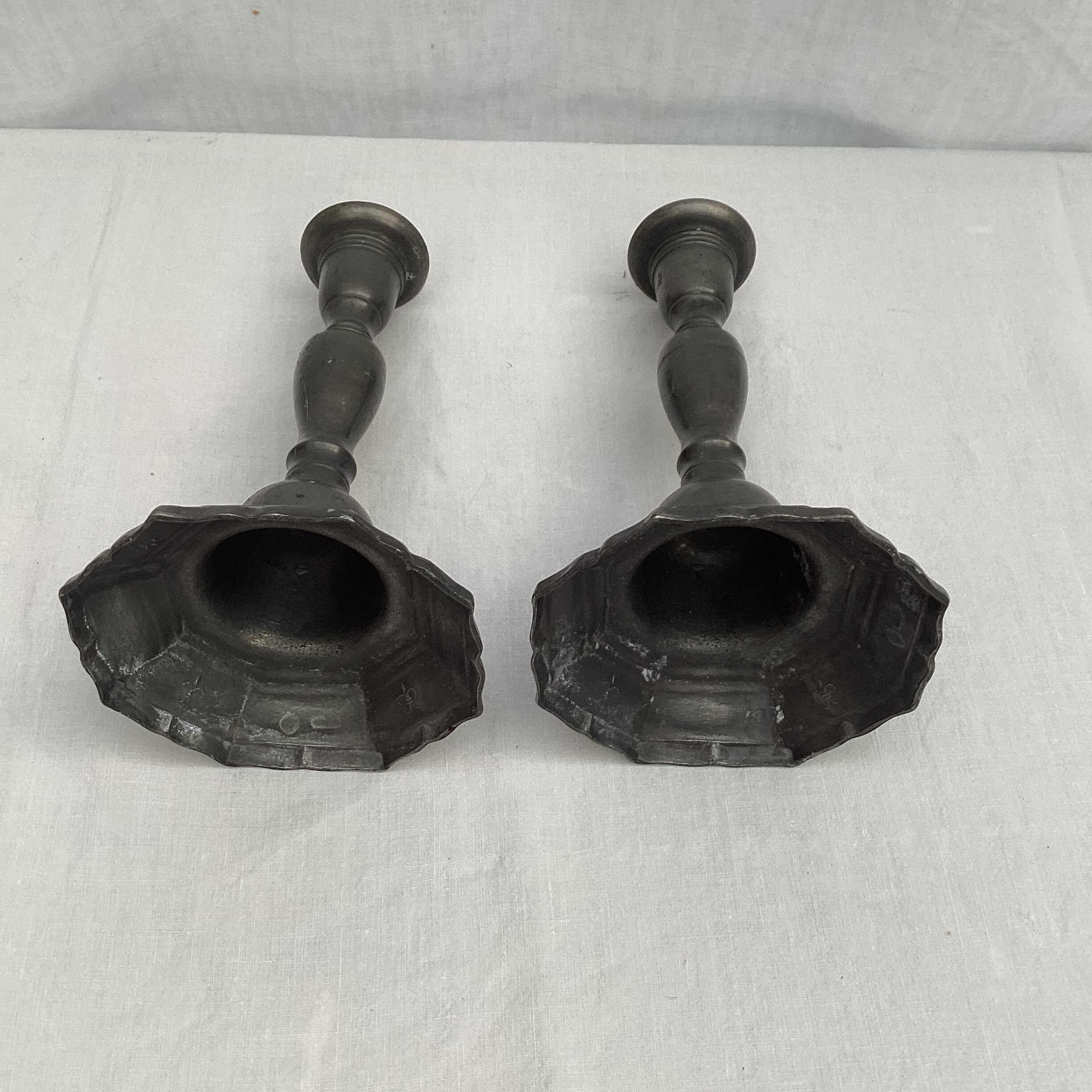 Pair of vintage stamped brass candlesticks