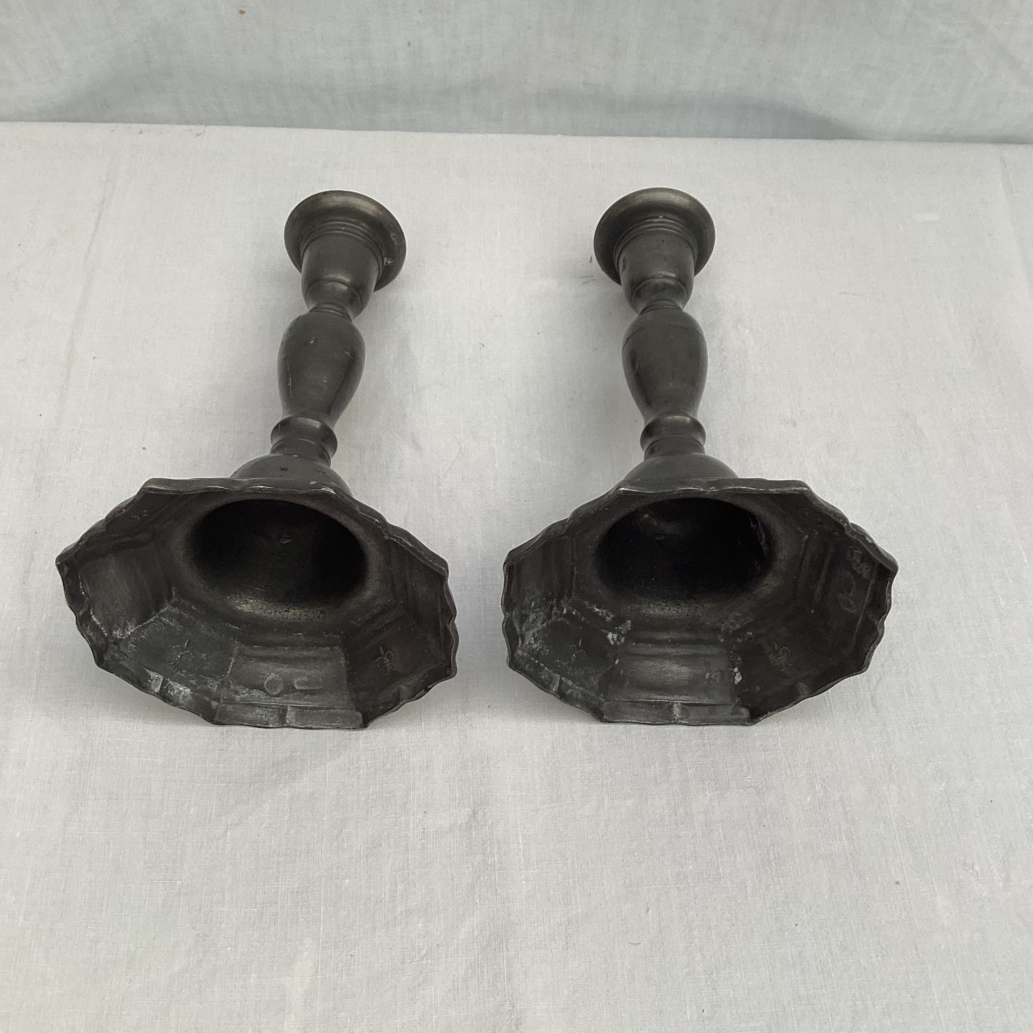 Pair of vintage stamped brass candlesticks