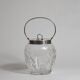 Crystal biscuit barrel with silver-plated mounts and handle, Austrian cut, 1920s.