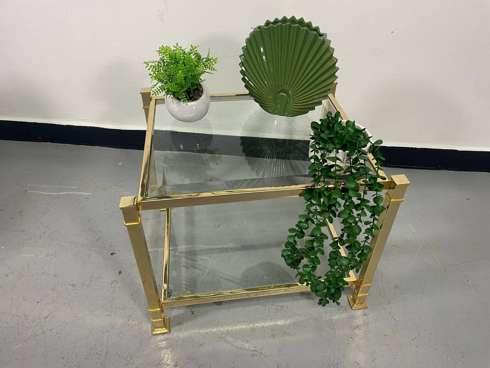 Vintage two-tier glass coffee table