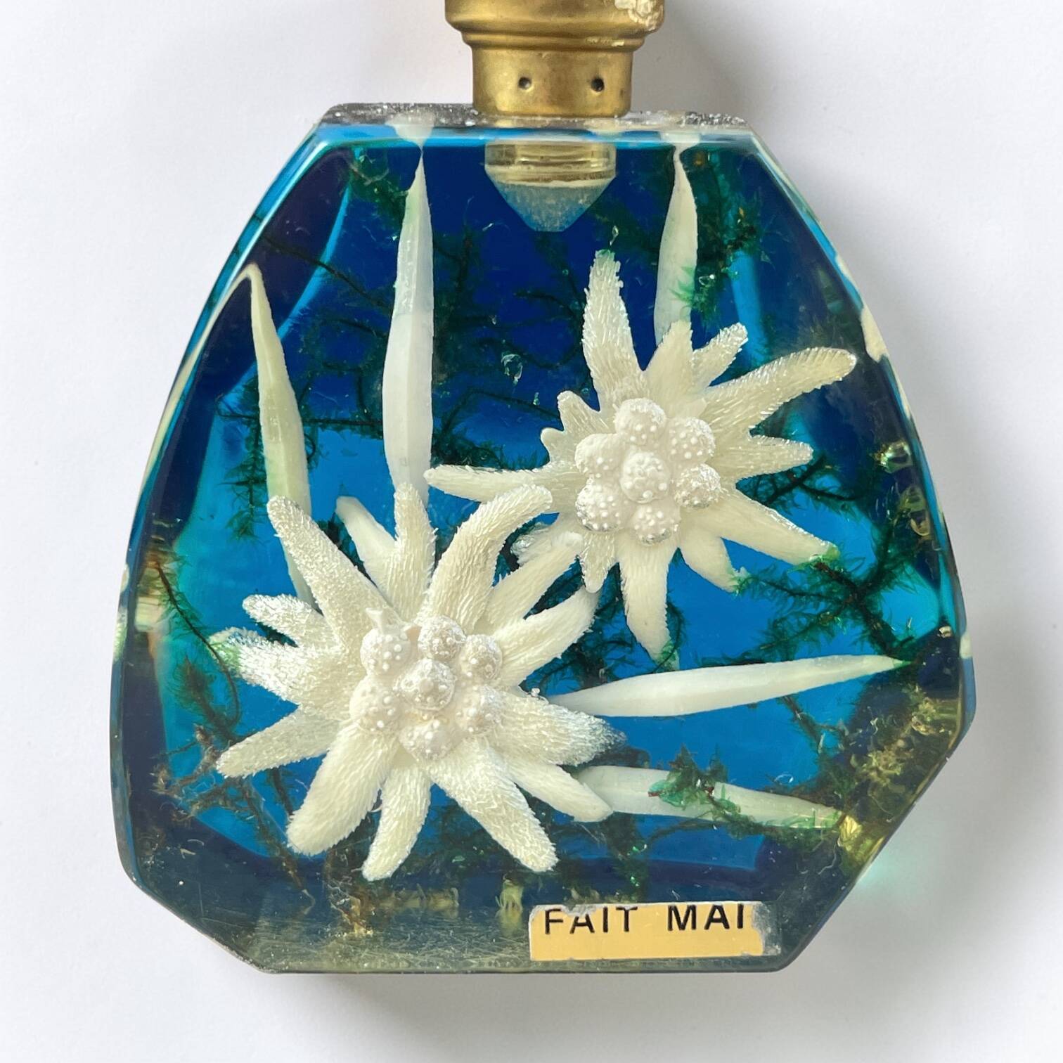 Lampe en résine inclusion de fleurs Edelweiss, 1960