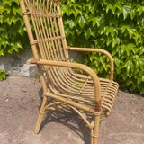 Series of 4 rattan armchairs from the 70s from the Netherlands