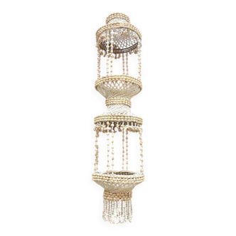 Lustre suspendu vintage en coquillage style Ibiza