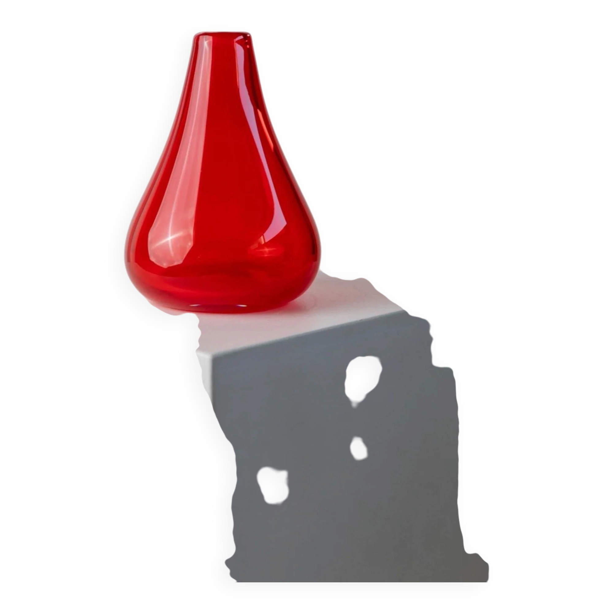 Vintage red Murano glass vase - Italy 1970s