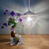 Vintage white and gold art deco globe pendant light