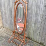 Vintage rattan psyche mirror
