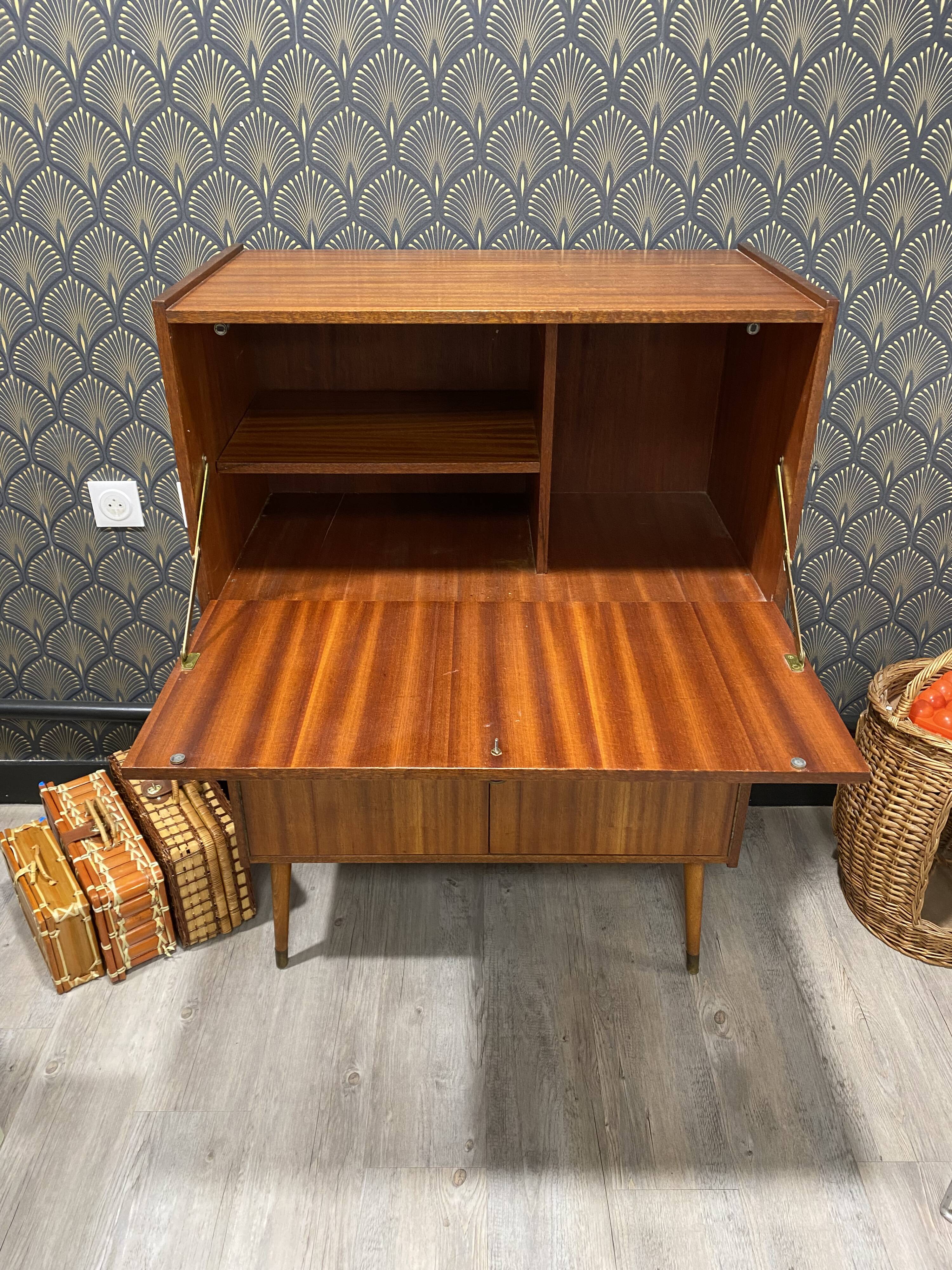 Vintage Scandinavian designer secretary in teak wood, 1960s