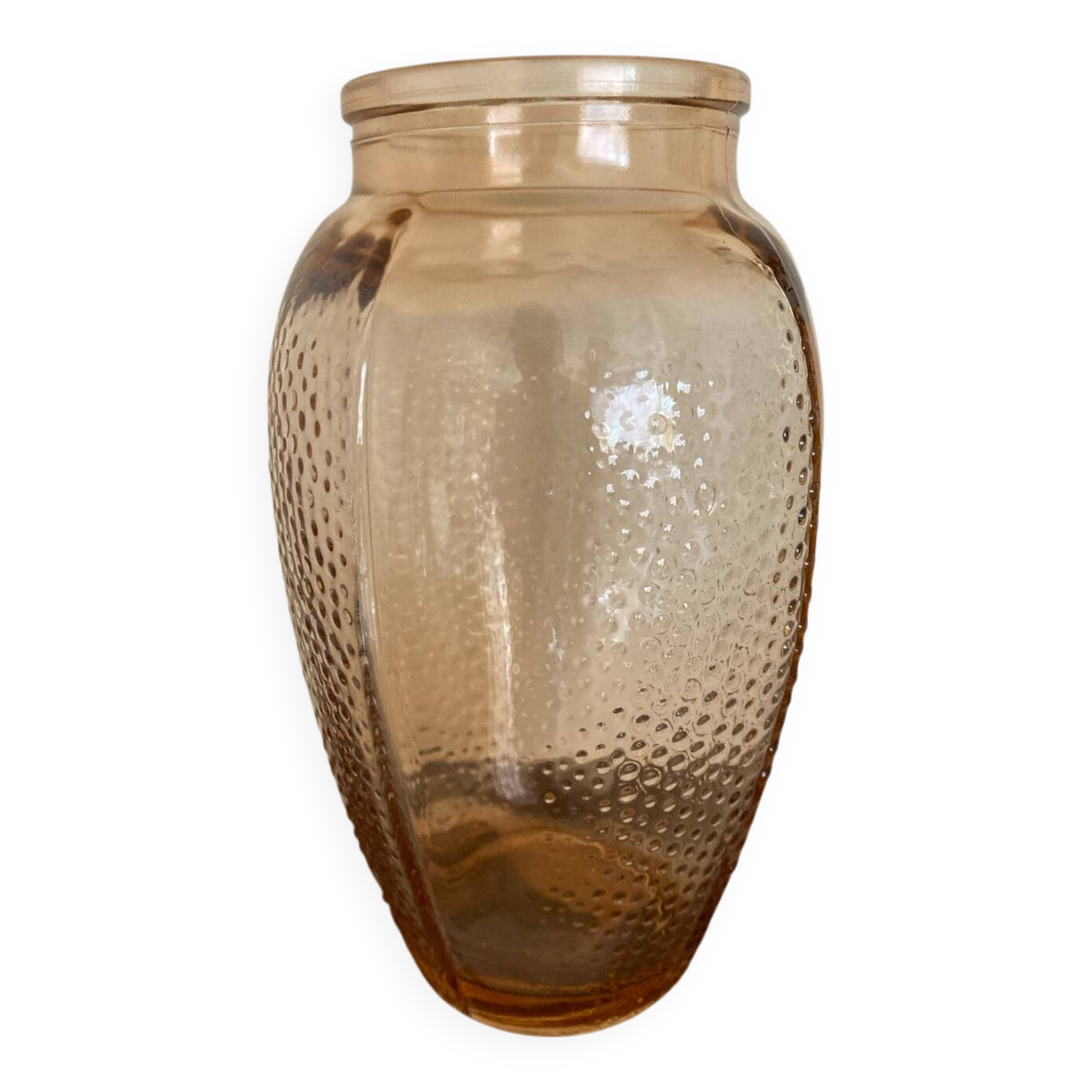 Art Deco pink molded glass vase