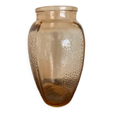 Art Deco pink molded glass vase