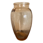 Vase verre moulé rose art déco