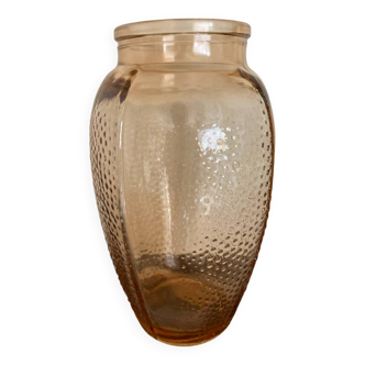 Art Deco pink molded glass vase