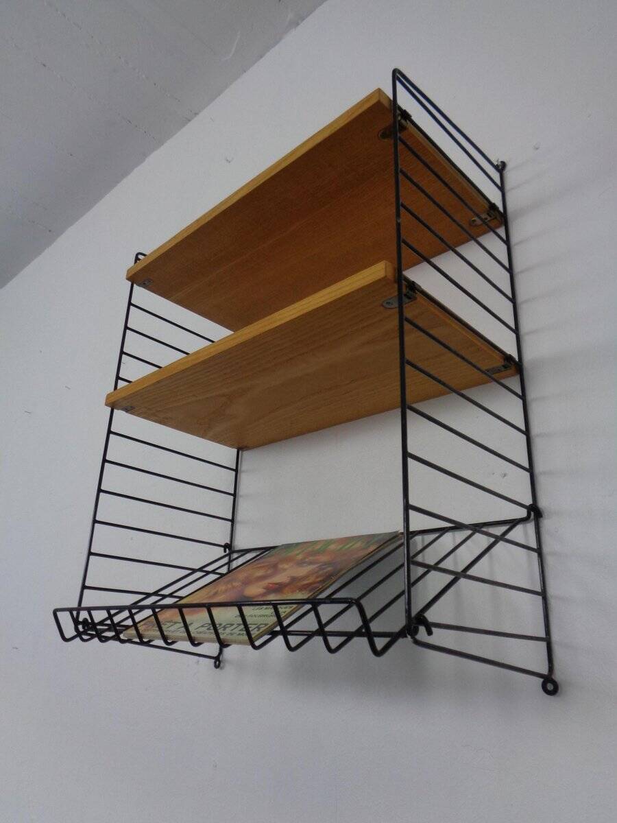 Swedish wall unit in ash and metal by Kajsa & Nils Nisse Strinning for String, 1950s