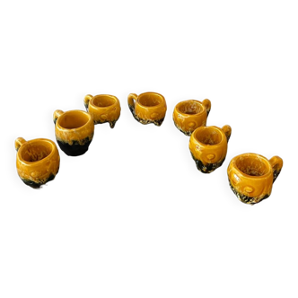 Set of 7 small glasses of Zoomorphic Vallauris Chicks