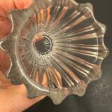 Vase vintage transparent à bords ondulés années 50/60