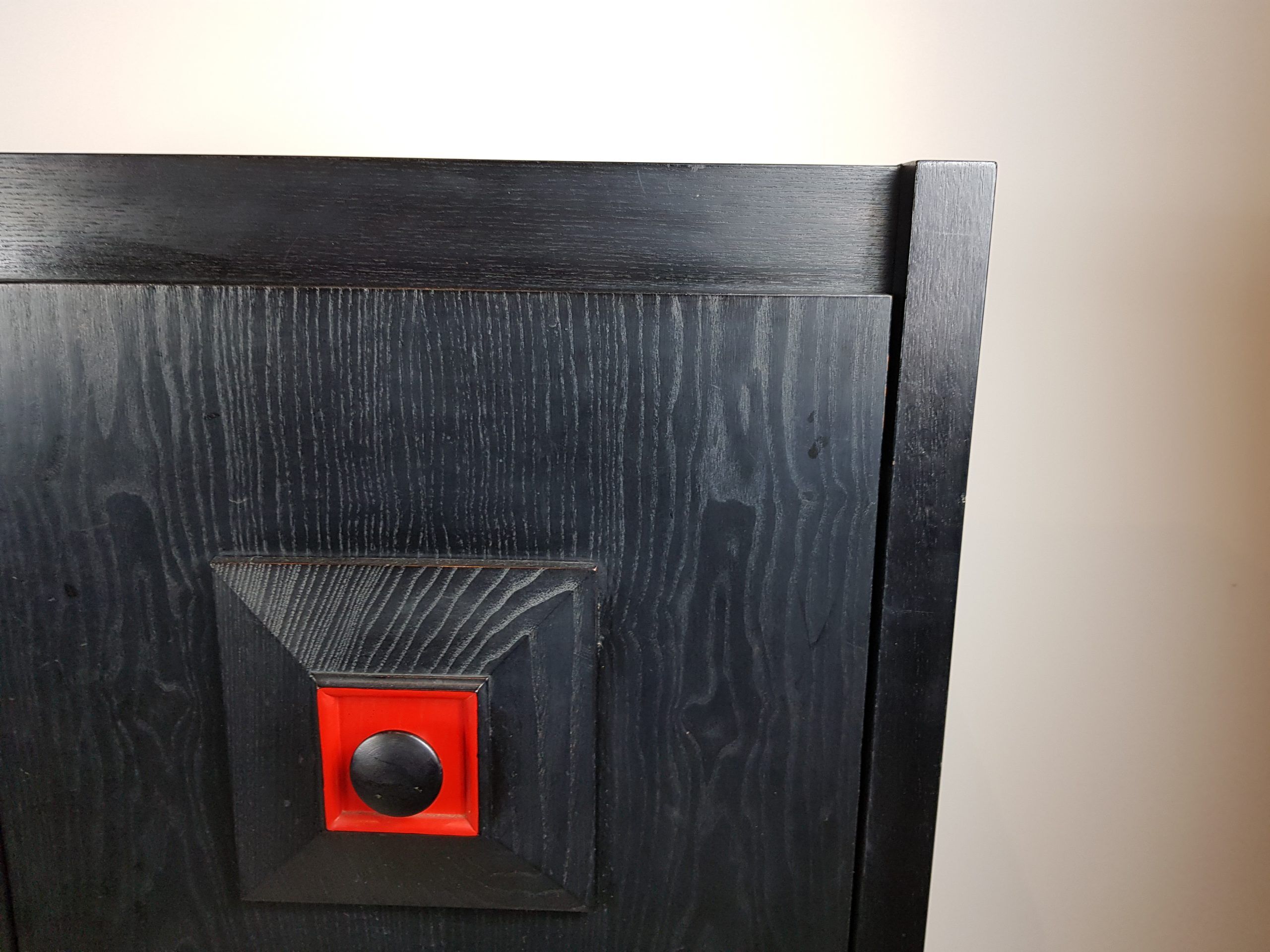 Black and red wooden brutalist bar