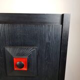 Black and red wooden brutalist bar